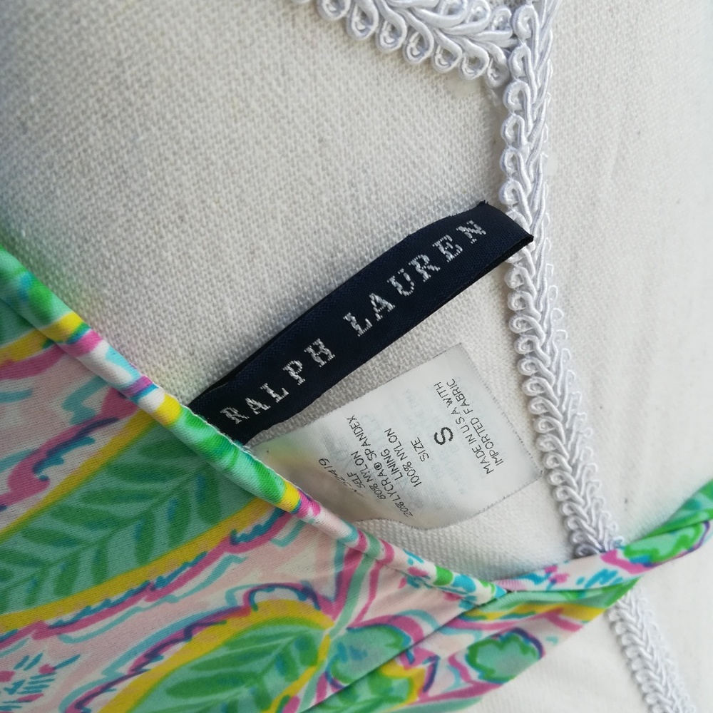 Ralph Lauren Paisley Halter Bikini Top Size Small - Picture 4 of 5